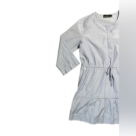 Pomander Place Tuckernuck Lucy Chambray Tiered Cotton Mini Dress Blue Small - Picture 3 of 7